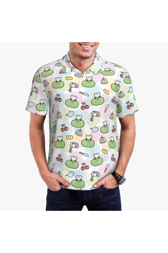Frog Wear Chef Hat for Men’s Polo Shirts Quick Dry Short Sleeve Golf T Shirt Performance Moisture Wicking Casual Workout,Sizes S-4XL-
