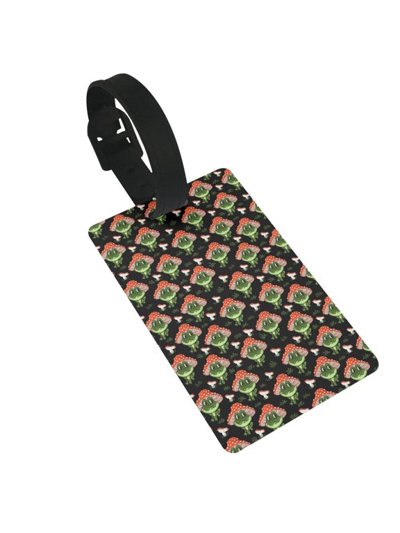 Frogs In Mushroom Hats for Luggage ID Tag with Adjustable Strap Travel Baggage Bag Tags Suitcase Identify Labels for Women Men