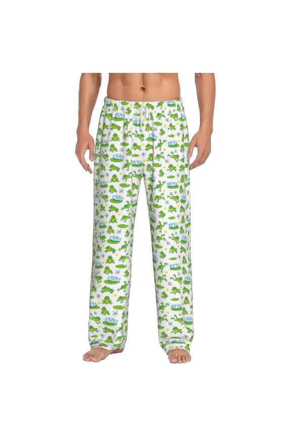 Frogs Jumping for Men's PJ Pajama Pants Sleep Pants Men's Home Trousers with Pockets,S-3XL-Large