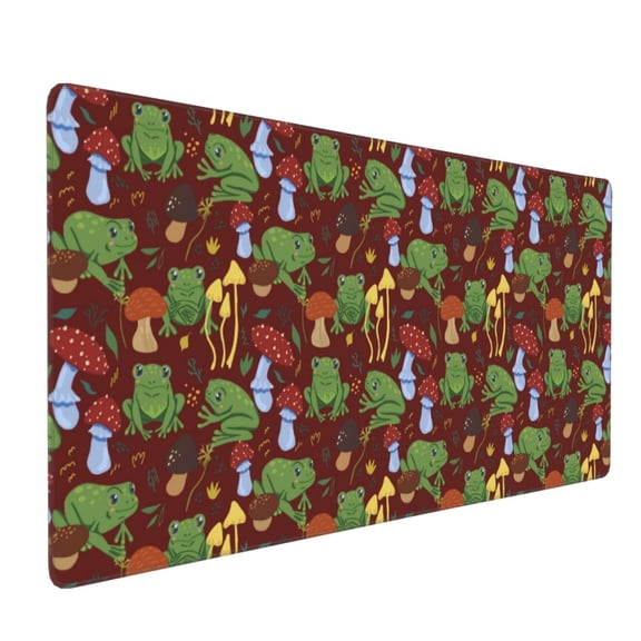 Hirioo Frogs and Mushrooms for Mouse Pad ,Anti-Slip Base, Durable Stitched Edges, Perfect for Gaming, Office, and Home Use,16x35.5in