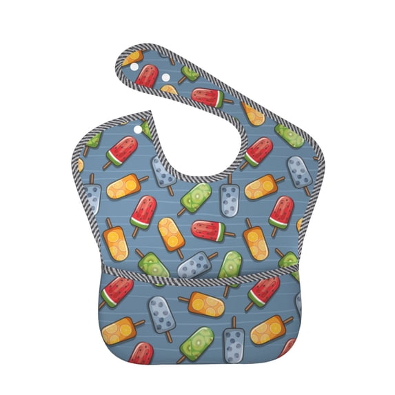 Hirioo Fruit Ice Cream for Baby Waterproof Pocket Bib Adjustable Closed for Babies Toddlers with Large Pocket 6-24Months