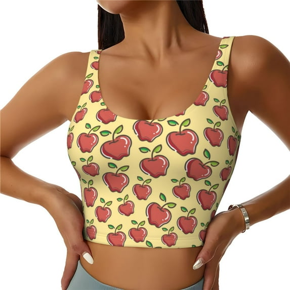 Hirioo Fruit for Women's Sports Vest with Full-Print Design, Stretchy Fabric and Removable Pads-