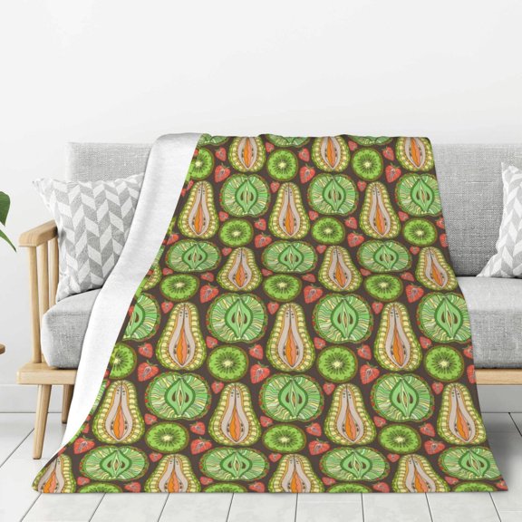 Hirioo Fruits 1 for Flannel Blanket, Cozy and Warm Throw for Bed or Couch ,Perfect for All Seasons-60"x50"