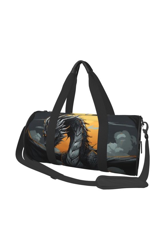 Full Moon Black Dragon for Round Large Capacity Travel Luggage Bag Weekend Getaway Bag for Gym Beach Swim Bag Men Women