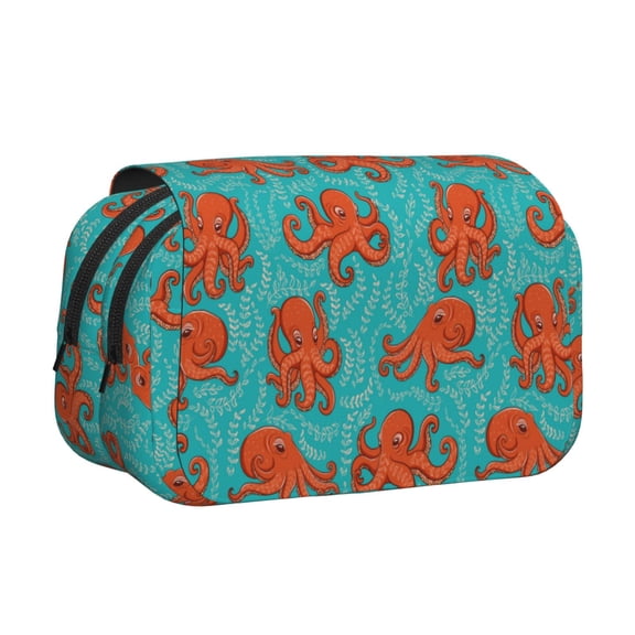 Hirioo Fun Octopus for Large Grid Mesh Pencil Case with Zipper Stationery Organizer Case