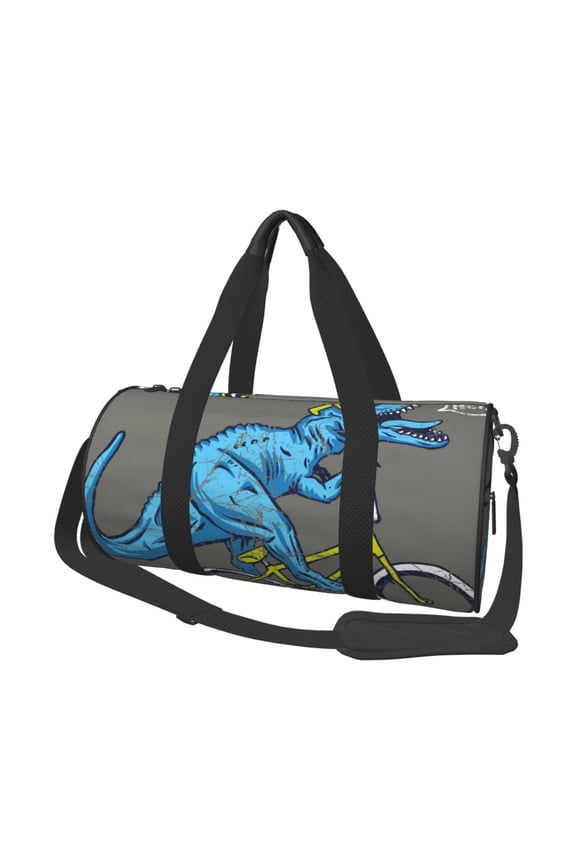 Fun Riding Dinosaur for Round Large Capacity Travel Luggage Bag Weekend Getaway Bag for Gym Beach Swim Bag Men Women