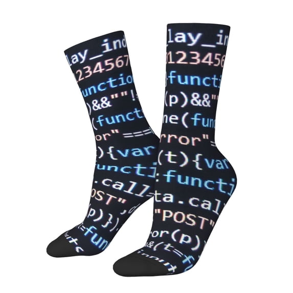 Hirioo Function Source Code Pattern Adult Middle Tube Socks Breathable Sock Non-Pilling,Contrasting Color Design