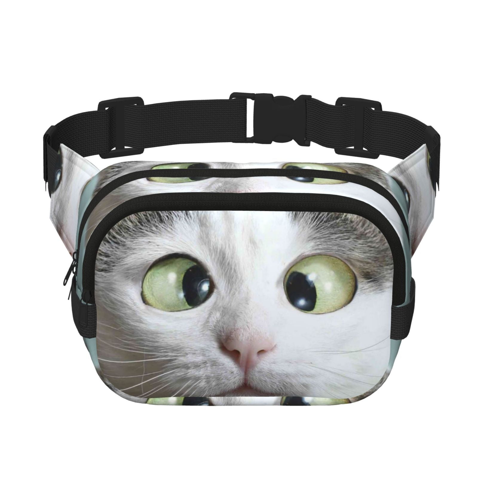 Hirioo Funny Cat for Double Layer Waist Bag Adjustable Fanny Pack For Travel Running Hiking