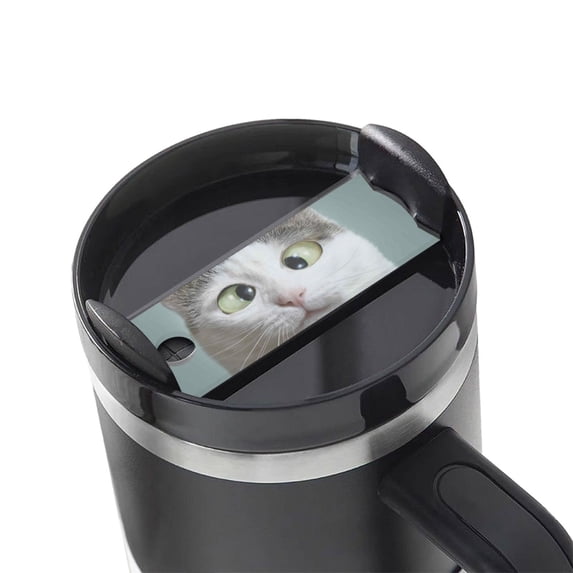Hirioo Funny Cat for Stanley Cup Lid Nameplate Personalized Acrylic Nameplate Tumbler Lid Topper(30oz , 40oz)