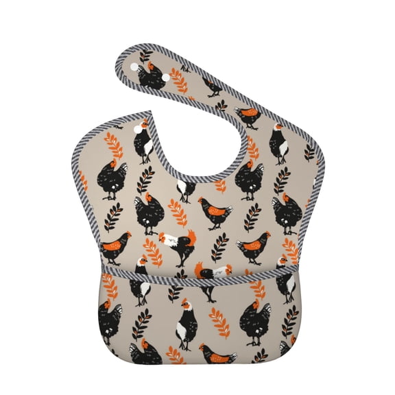 Hirioo Funny Chicken for Baby Waterproof Pocket Bib Adjustable Closed for Babies Toddlers with Large Pocket 6-24Months