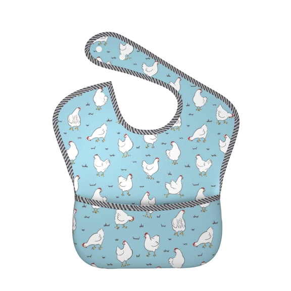 Hirioo Funny Chicken for Baby Waterproof Pocket Bib Adjustable Closed for Babies Toddlers with Large Pocket 6-24Months