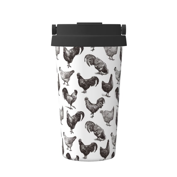 Hirioo Funny Chicken for Coffee Travel Mug Insulated Coffee Mug with Lid