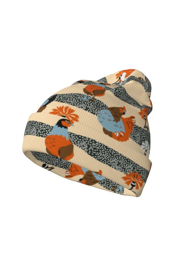 Funny Chicken for Men's Knit Cuffed Beanie for Outdoor Activities Unisex