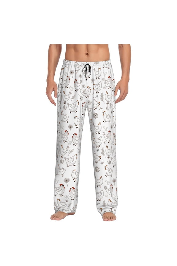 Funny Chicken for Men's PJ Pajama Pants Sleep Pants Men's Home Trousers with Pockets,S-3XL-3X-Large