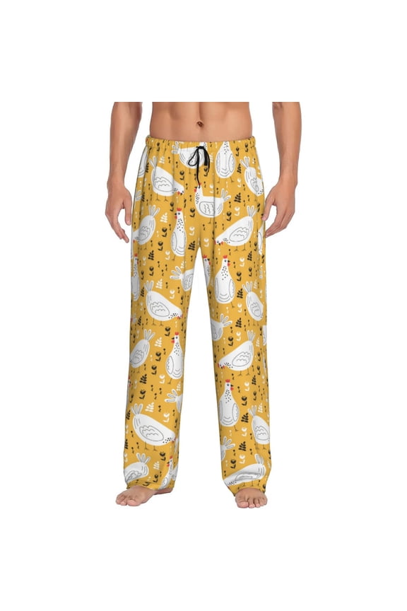 Funny Chicken for Men's PJ Pajama Pants Sleep Pants Men's Home Trousers with Pockets,S-3XL-3X-Large