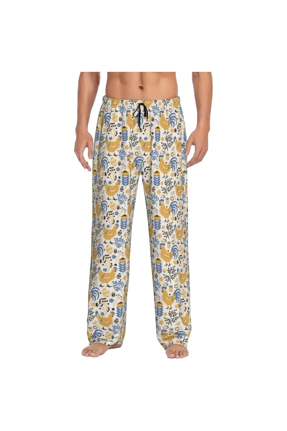 Funny Chicken for Men's PJ Pajama Pants Sleep Pants Men's Home Trousers with Pockets,S-3XL-Small