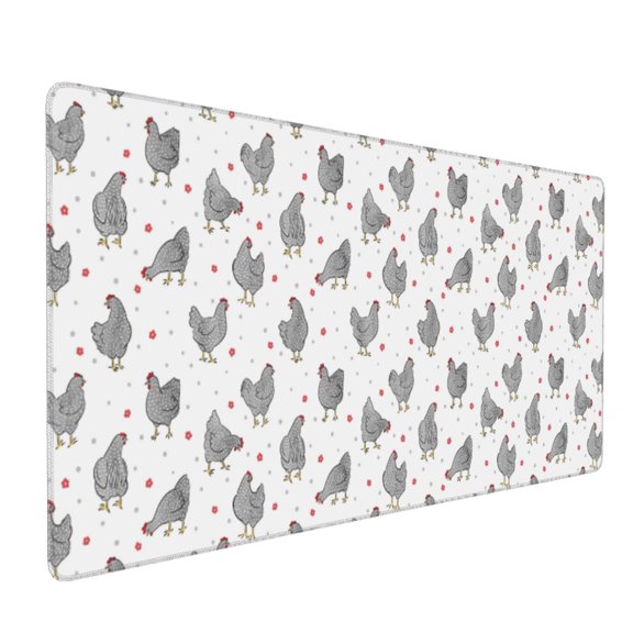 Hirioo Funny Chicken for Mouse Pad ,Anti-Slip Base, Durable Stitched Edges, Perfect for Gaming, Office, and Home Use,16x35.5in