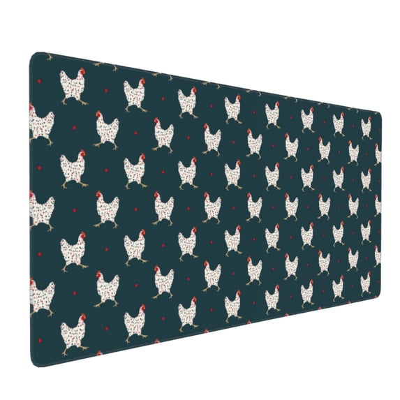 Hirioo Funny Chicken for Mouse Pad ,Anti-Slip Base, Durable Stitched Edges, Perfect for Gaming, Office, and Home Use,16x35.5in