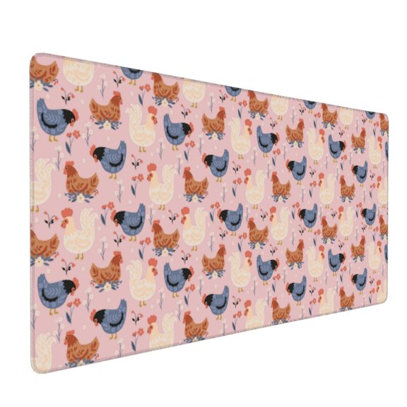 Hirioo Funny Chicken for Mouse Pad ,Anti-Slip Base, Durable Stitched Edges, Perfect for Gaming, Office, and Home Use,16x35.5in