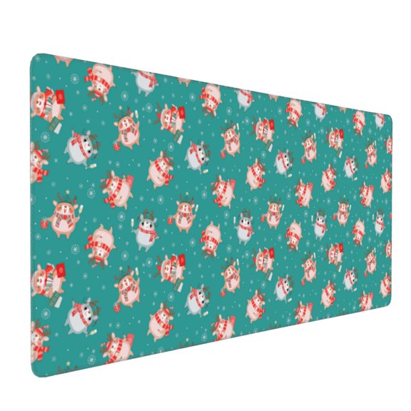 Hirioo Funny Christmas Deer for Mouse Pad ,Anti-Slip Base, Durable Stitched Edges, Perfect for Gaming, Office, and Home Use,16x35.5in