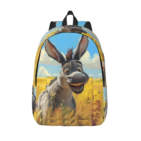 Hirioo Funny Countryside Donkey Canvas Backpack, Durable Travel Backpack with Multiple Compartments,Large Capacity, Backpack for School, Hiking, Work