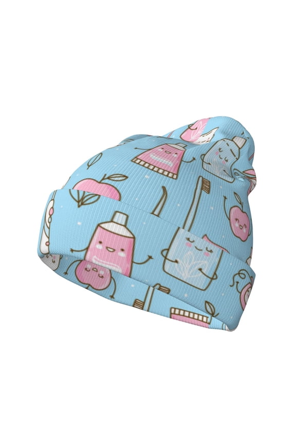 Funny Cute Teeth for Men's Knit Cuffed Beanie for Outdoor Activities Unisex