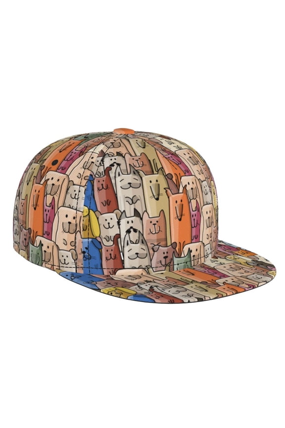 Funny Dogs Family for Baseball Cap Men Cap Flat Brim for Men Women Teens Adjustable Baseball Cap