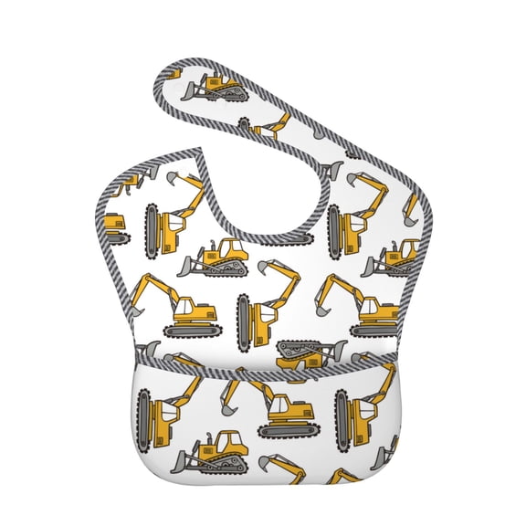 Hirioo Funny Excavator for Baby Waterproof Pocket Bib Adjustable Closed for Babies Toddlers with Large Pocket 6-24Months
