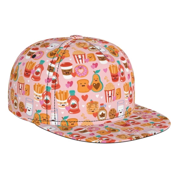 Hirioo Funny Food for Baseball Cap Men Cap Flat Brim for Men Women Teens Adjustable Baseball Cap