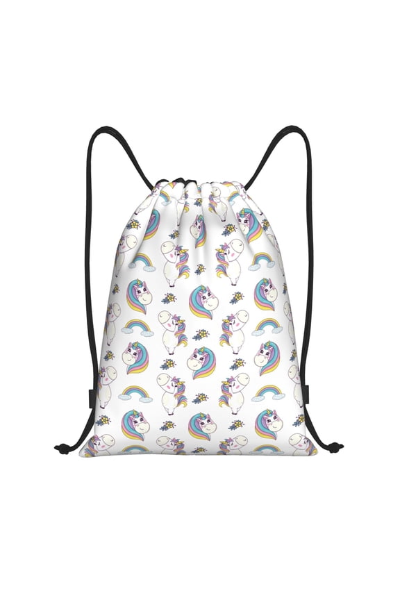 Funny Kawaii Unicorns Dancing Print Drawstring Backpack Bag Sport Versatile Sports Backpack for Gym, Travel, Swimming, Beach