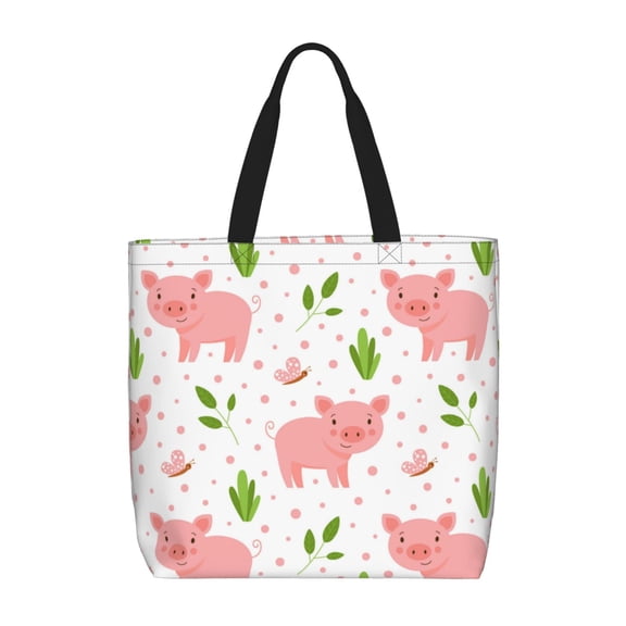 Hirioo Funny Little Pigs for Tote Bag for Women, Quilted Shoulder Bag with Zipper, Large Capacity Handbags for Casual, Travel, Work