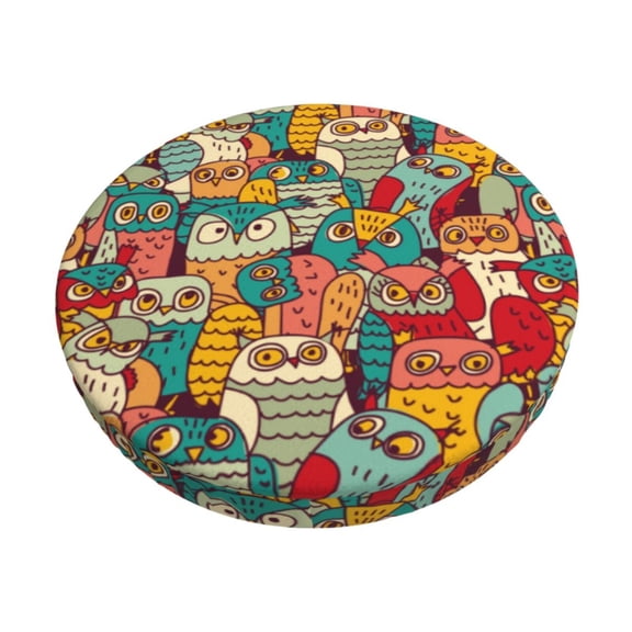 Hirioo Funny Owl Bird for Round Bar Stool Seat Covers Washable Stool Cushion Slipcover Elastic Bar Chair Covers for 12-14 Inch Chair-12 inch