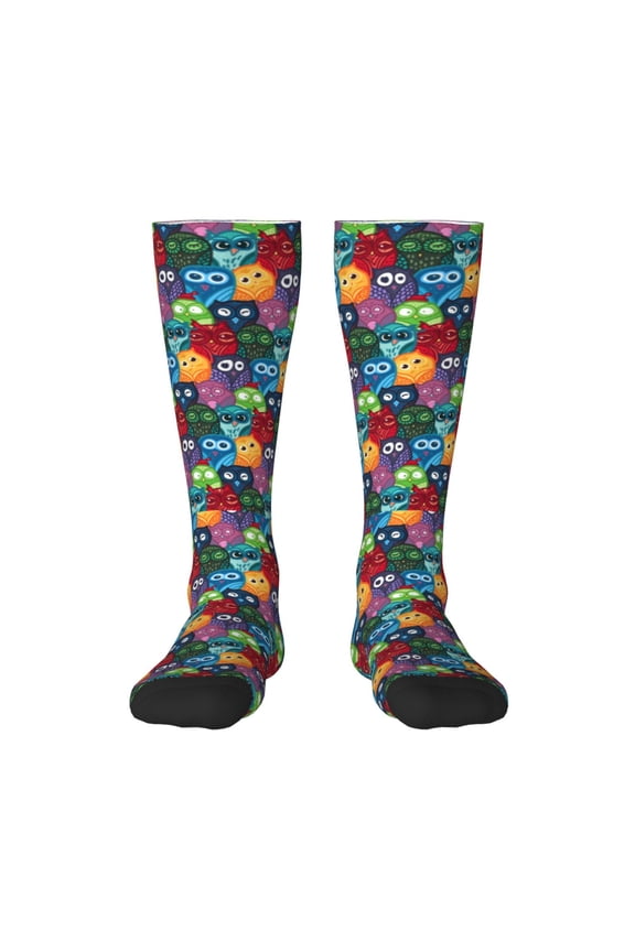 Funny Owls for Adult Stockings Breathable Sock Non-Pilling,Contrasting Color Design