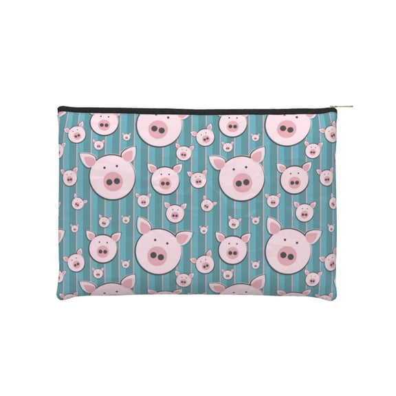 Hirioo Funny Pig Faces for Paper Reusable Cosmetic Bag Zipper Encouragement Travel Pouch Toiletry Bag for Women Girls