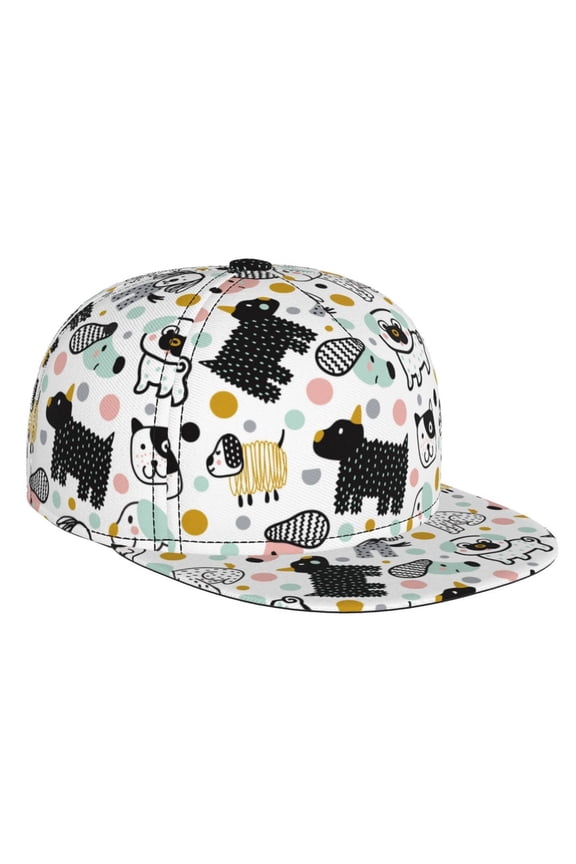 Funny Puppy for Baseball Cap Men Cap Flat Brim for Men Women Teens Adjustable Baseball Cap
