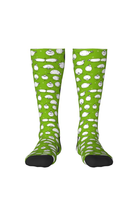 Funny Sheep Doing Yoga for Adult Stockings Breathable Sock Non-Pilling,Contrasting Color Design