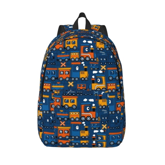 Hirioo Funny Steam Train Canvas Backpack, Durable Travel Backpack with Multiple Compartments,Large Capacity, Backpack for School, Hiking, Work