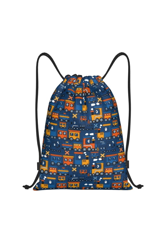 Funny Steam Train Print Drawstring Backpack Bag Sport Versatile Sports Backpack for Gym, Travel, Swimming, Beach