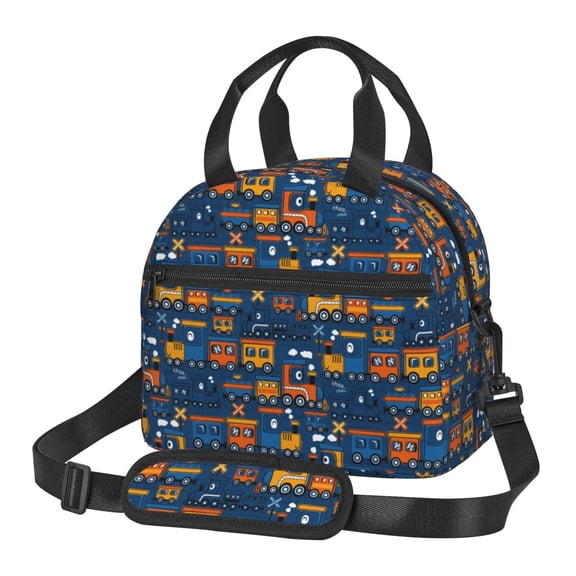 Hirioo Funny Steam Train for Crossbody Lunch Box for Women Men with Adjustable Shoulder Strap for School, Work and Travel