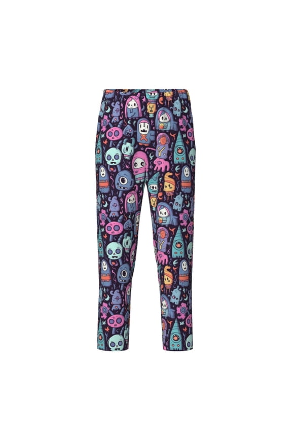 Funny colorful skull ghost for Teenagers' Pajama Pants Womens Lounge Pants with Pockets Pj Bottoms Pants for Men-Large
