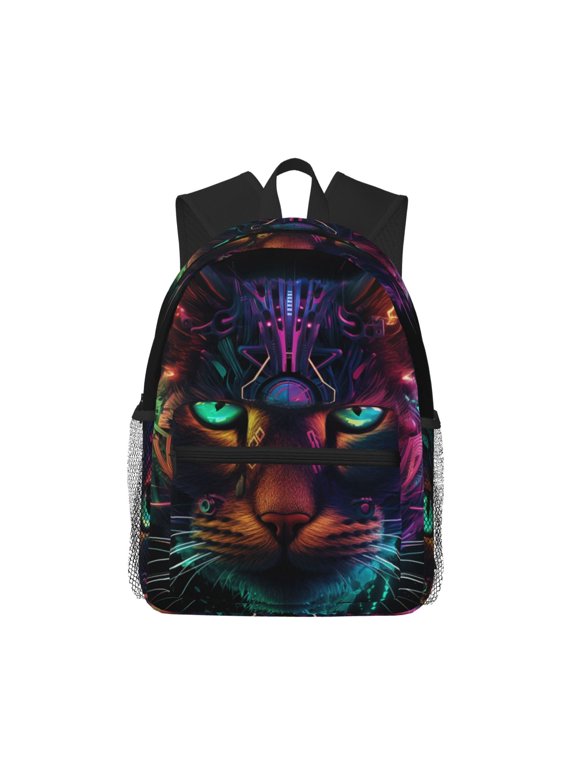 Futuristic Cat Warrior for Casual Backpack College Backpack Laptop Backpack for Women and Men College Workplace Travel