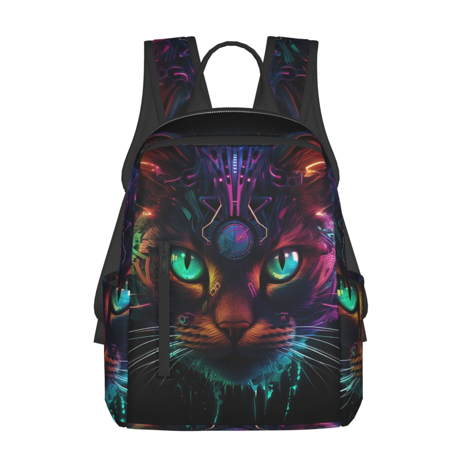 Hirioo Futuristic Cat Warrior for Lightweight Backpack, Durable and Comfortable, Ideal for Travel, School, Hiking, and Everyday Use