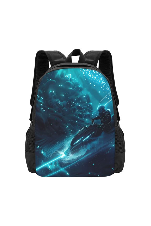 Futuristic Jet Ski Adventure for Minimalist Backpack Large Capacity Backpack Travel Backpack For School