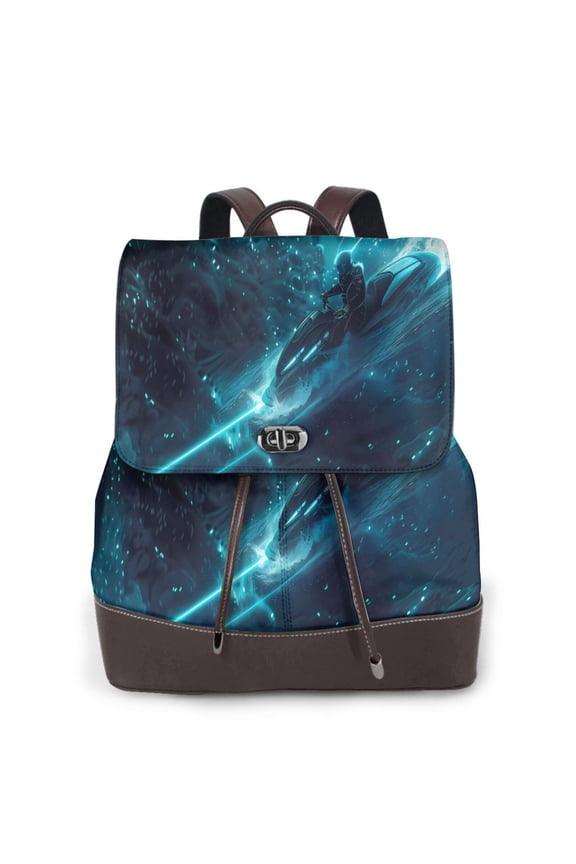 Futuristic Jet Ski Adventure for Womens Backpack Leather Backpack for Women Travel Fashion Bags,Perfect for Work, School, or Casual Outings