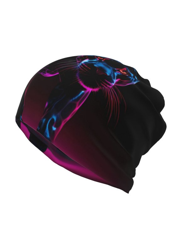 Futuristic Purple Panther for Multifunction Beanie Hat for Men and Women Unisex for Winter Sports, Outdoor Activities, and Daily Wear