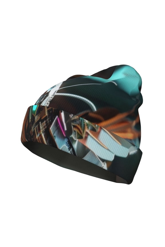 Futuristic Robot Hummingbird for Men's Knit Cuffed Beanie for Outdoor Activities Unisex