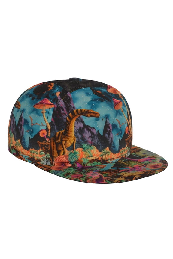 Galactic Jungle Dinosaurs for Baseball Cap Men Cap Flat Brim for Men Women Teens Adjustable Baseball Cap