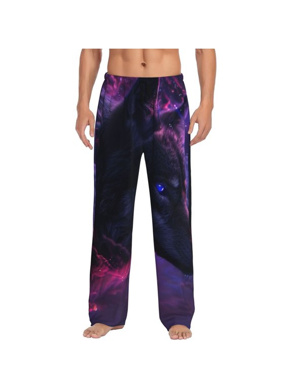 Galactic Wolf Stare for Men's PJ Pajama Pants Sleep Pants Men's Home Trousers with Pockets,S-3XL-X-Large