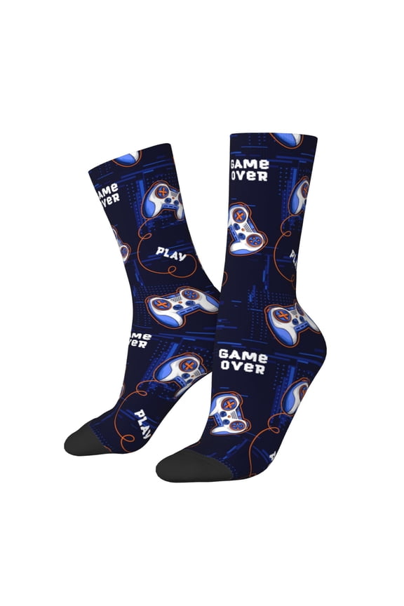 Game Pads Pattern Adult Middle Tube Socks Breathable Sock Non-Pilling,Contrasting Color Design