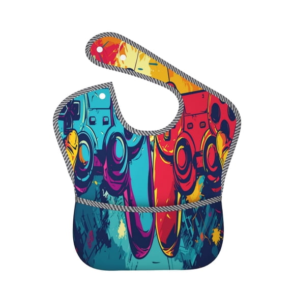 Hirioo Gaming for Baby Waterproof Pocket Bib Adjustable Closed for Babies Toddlers with Large Pocket 6-24Months